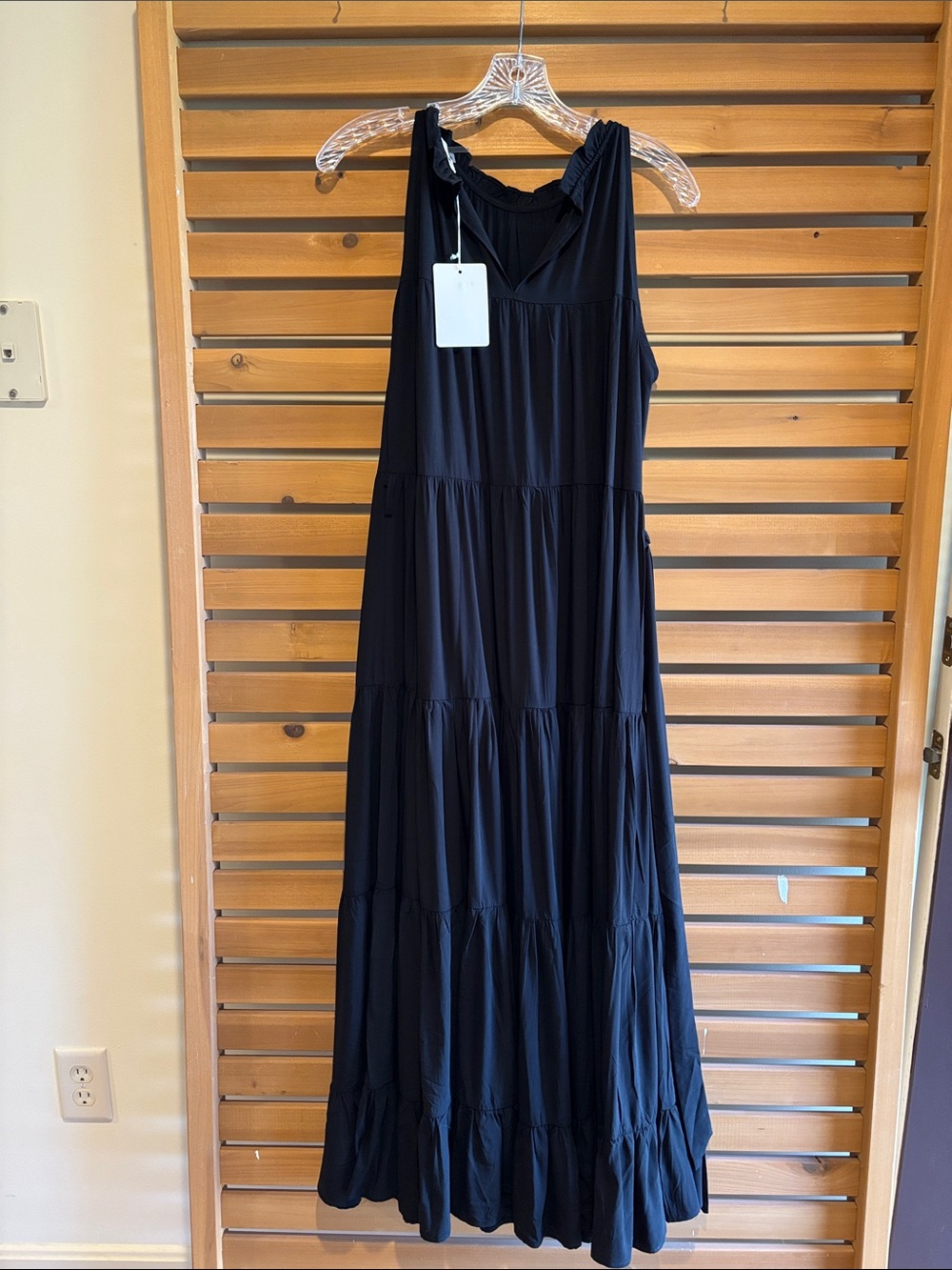 Sleeveless Black Tiered Maxi Dress - with waist sash- Classic Summer Style
